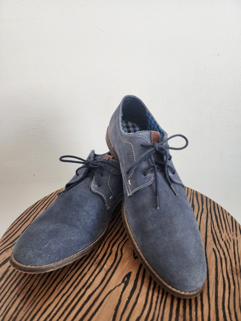 Navy Blue Suede Derby Oxfords Shoes Men’s 12 Preppy Business Casual Ben Sherman - Picture 3 of 12